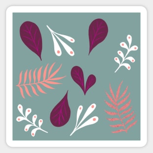 Winter leaf and ferns. Sticker